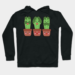 Kawaii cactus dogs in plant pots Hoodie